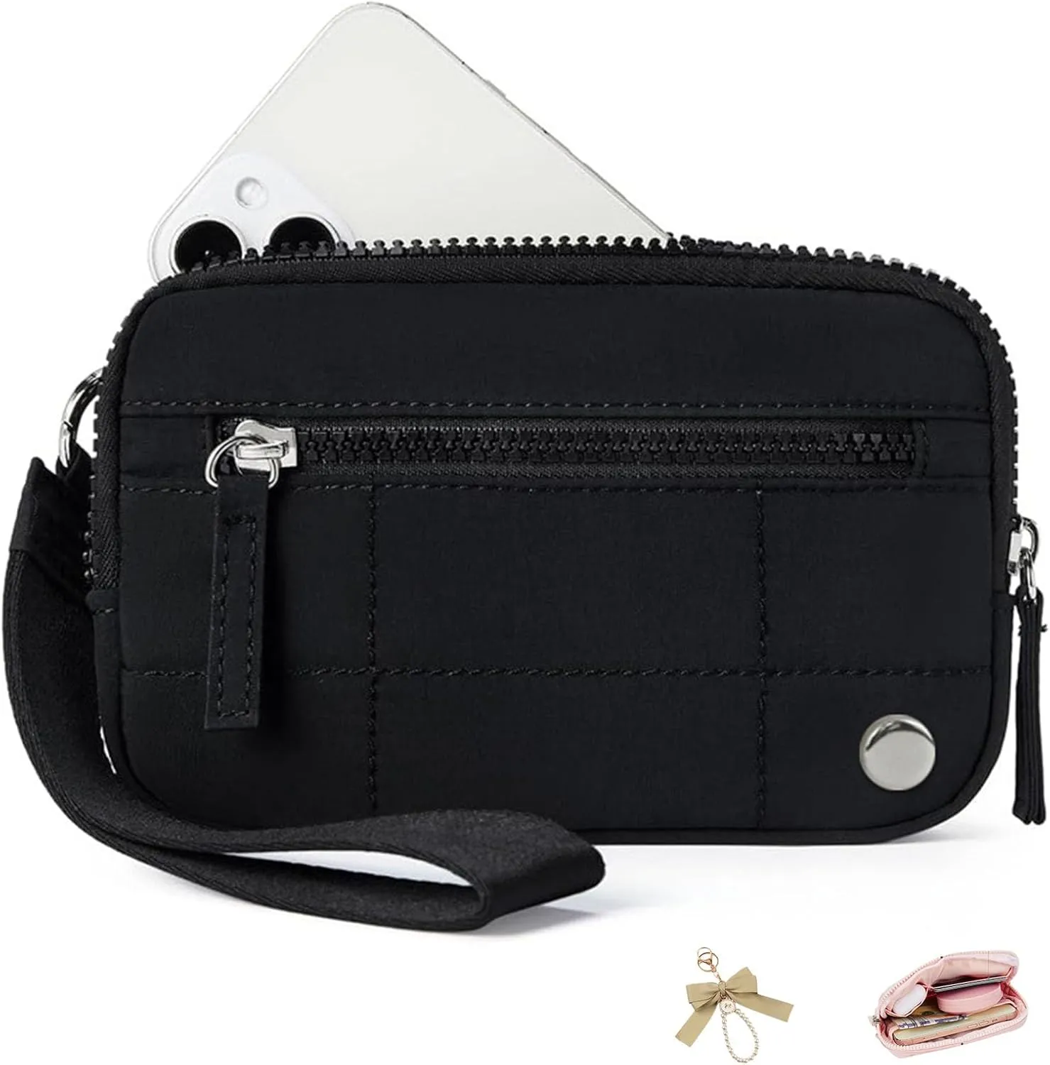 Convely Essential Wristlet, 2025 New Wristlet Wallets for Women, Wristlet Wallets with 3 Zipper Purse