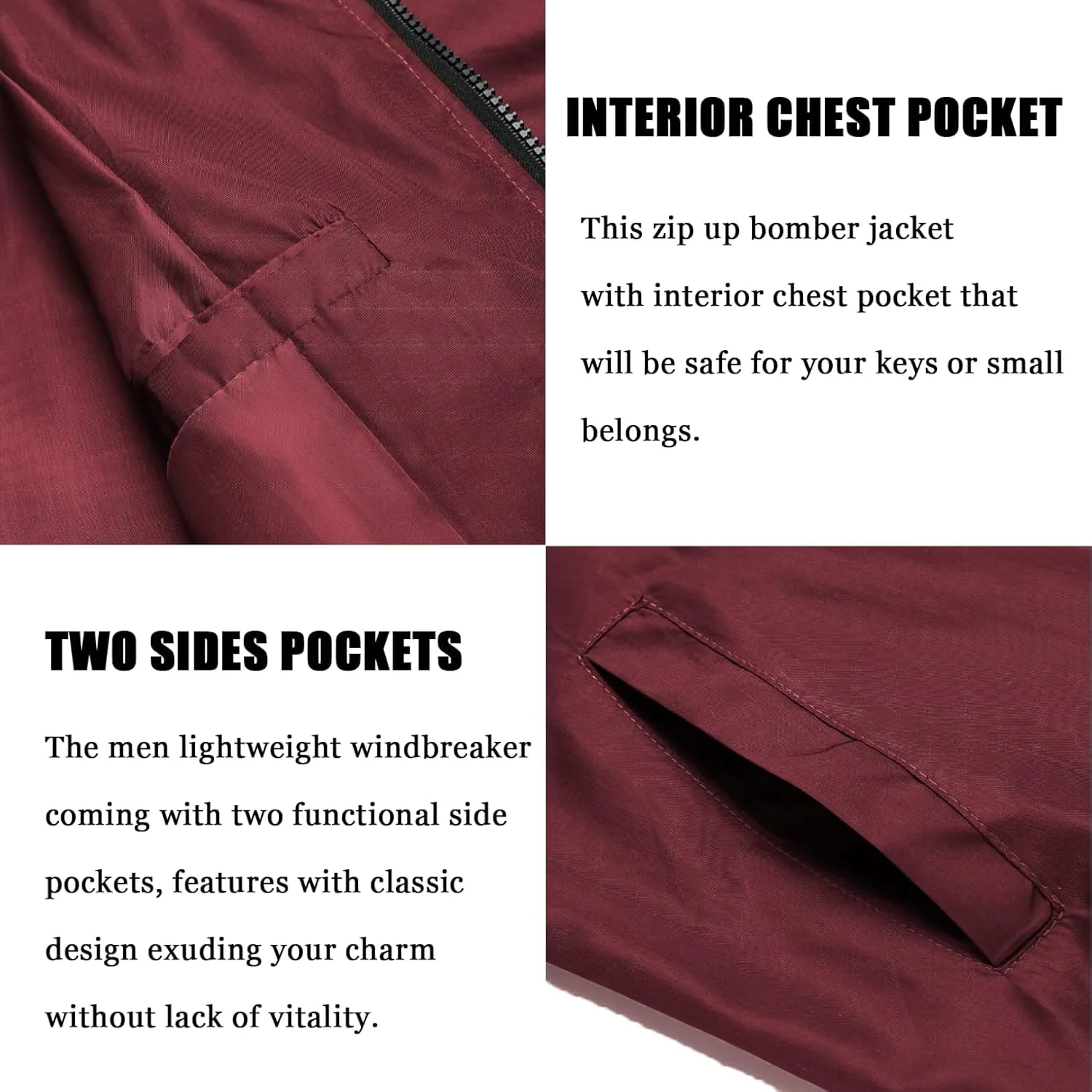 COOFANDY Men Bomber Jacket Lightweight Windbreaker Jackets Casual Softshell Flight Fashion Winter Fall Coat with Pocket