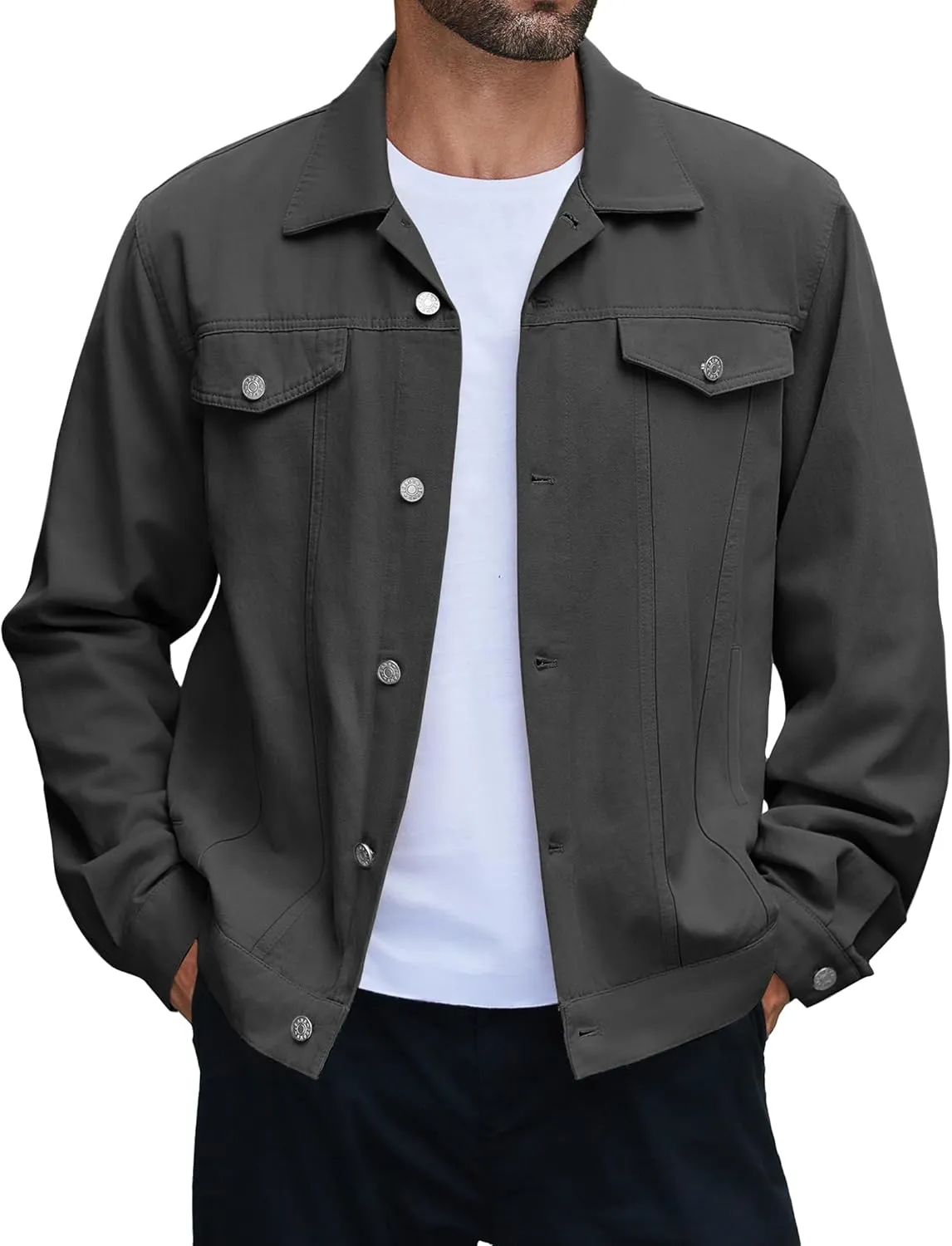 COOFANDY Men's Cotton Denim Jacket Lightweight Trucker Jackets Casual Washed Jean Jacket