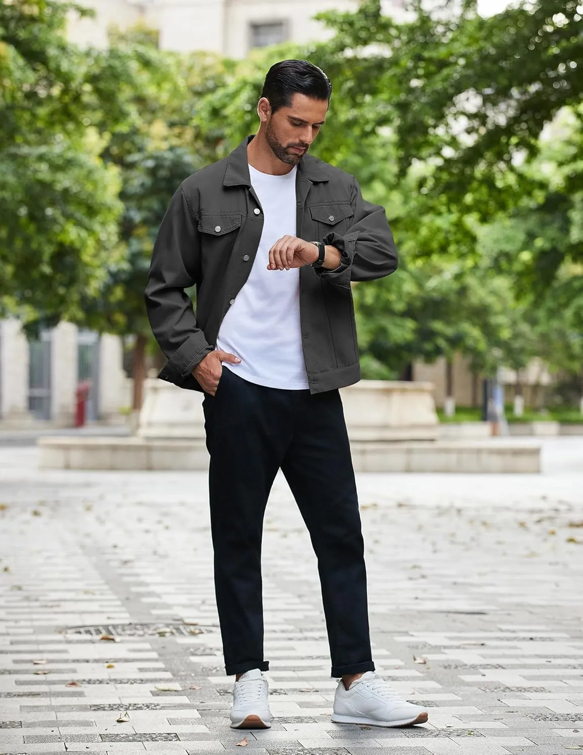 COOFANDY Men's Cotton Denim Jacket Lightweight Trucker Jackets Casual Washed Jean Jacket
