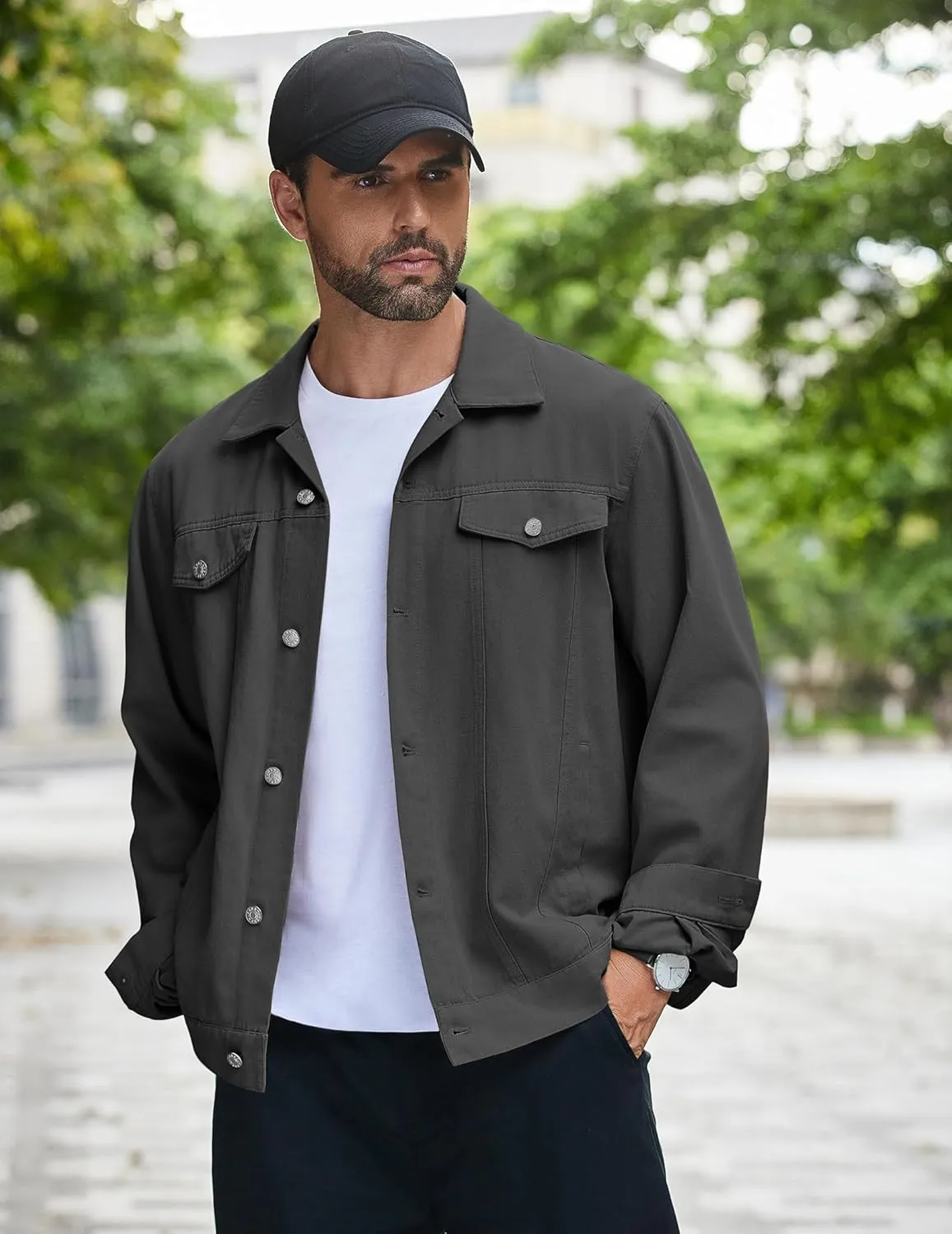 COOFANDY Men's Cotton Denim Jacket Lightweight Trucker Jackets Casual Washed Jean Jacket