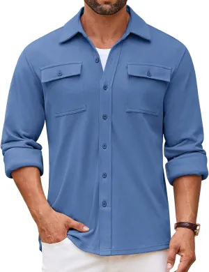 COOFANDY Men's Shirt Jacket Long Sleeve Overshirt Casual Button Down Shacket Thermal Shirts with Pockets