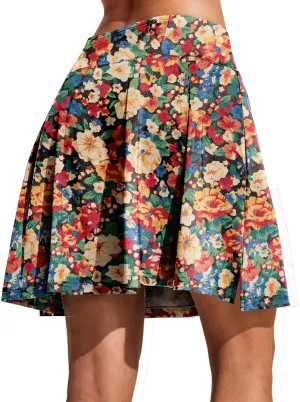 COOrun 18" Tennis Skirt Knee Length High Waist Skorts Skirts for Women Golf Pleated Built-in Shorts Skirts with Pockets