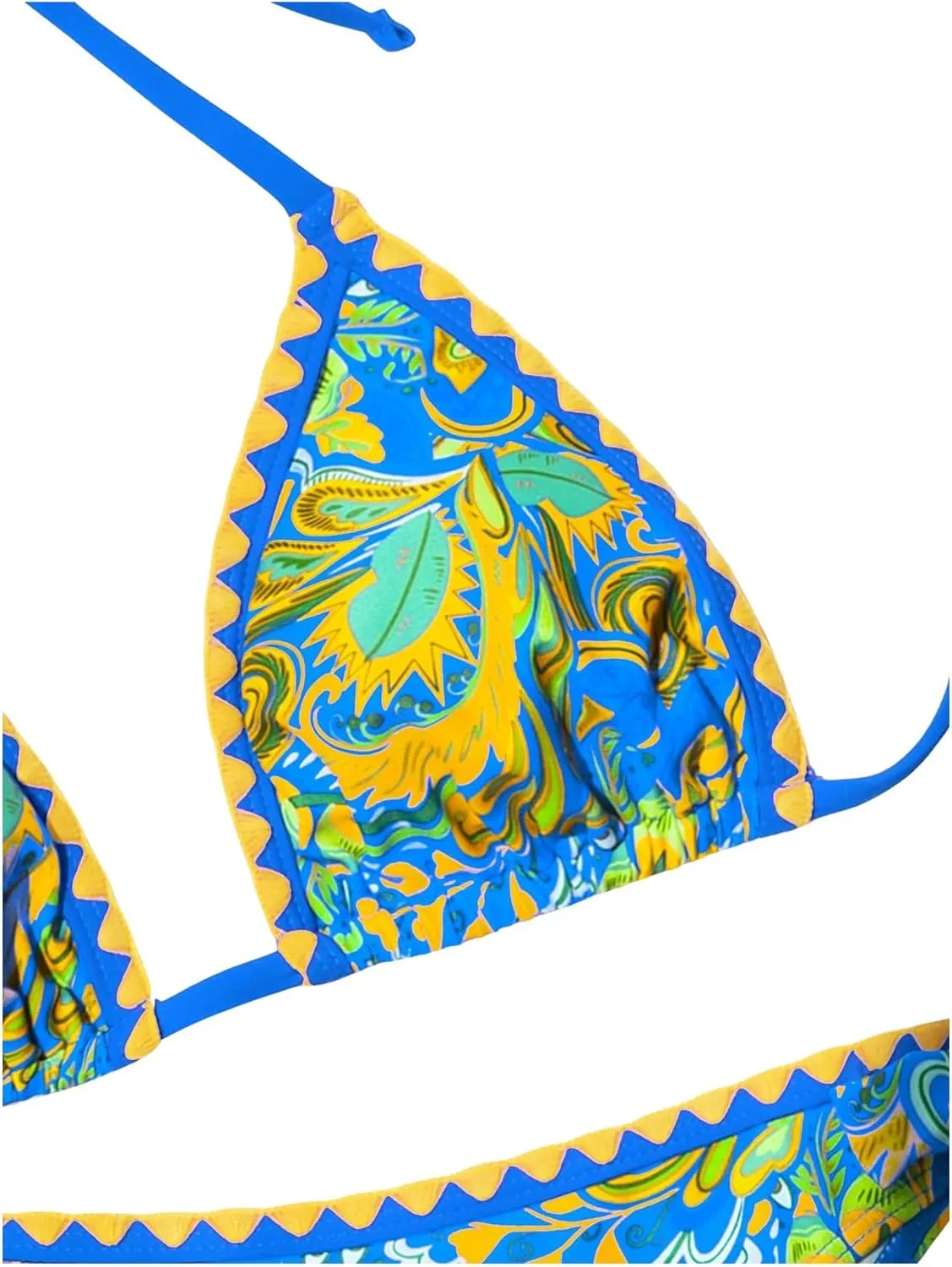 COZYEASE Women's Bikini Sets 2 Piece Halter Triangle Allover Print Swimsuit Set Boho Knot Side Bathing Suit Set