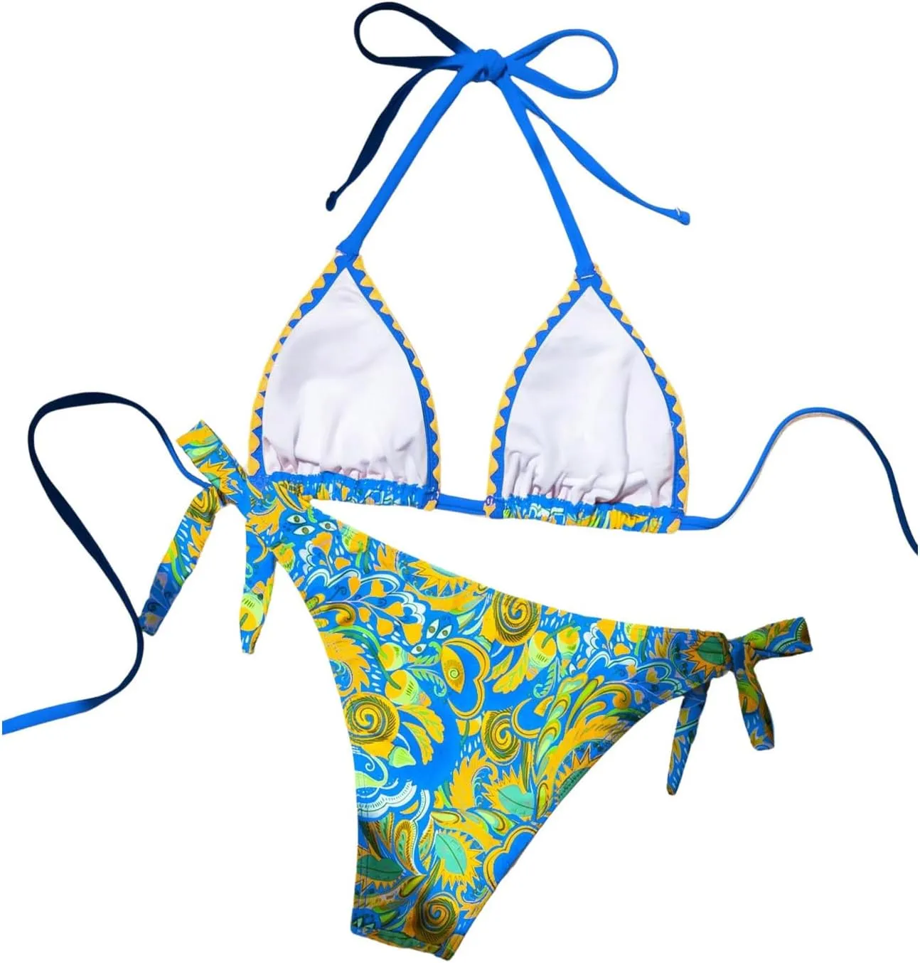 COZYEASE Women's Bikini Sets 2 Piece Halter Triangle Allover Print Swimsuit Set Boho Knot Side Bathing Suit Set