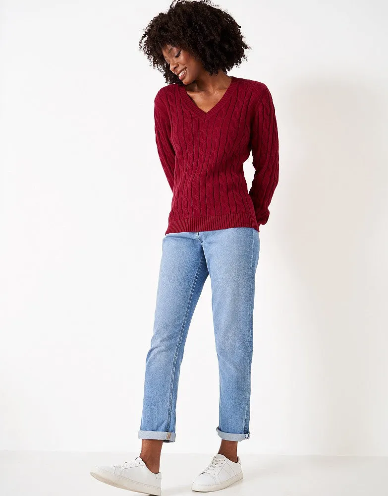 Crew Clothing Chunky Heritage V-Neck Cable Knit Jumper
