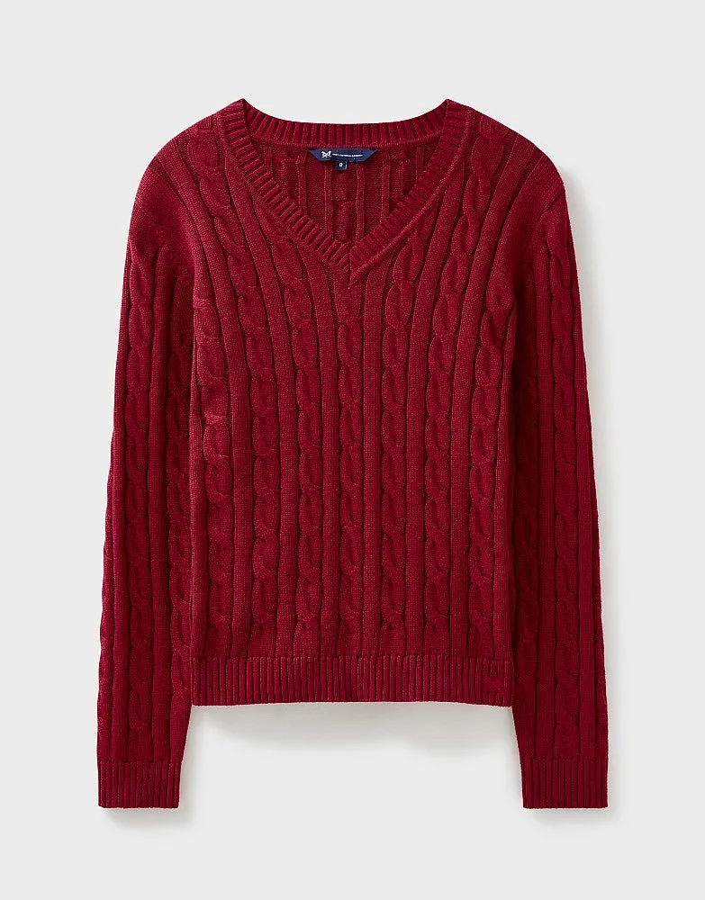 Crew Clothing Chunky Heritage V-Neck Cable Knit Jumper