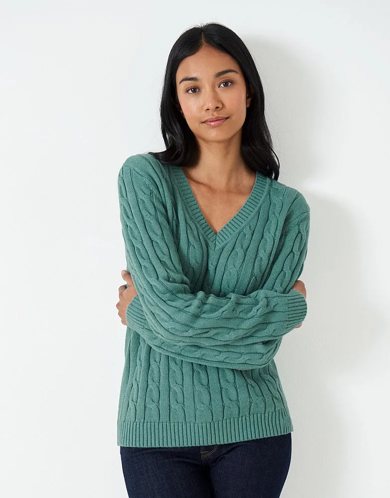 Crew Clothing Chunky Heritage V-Neck Cable Knit Jumper