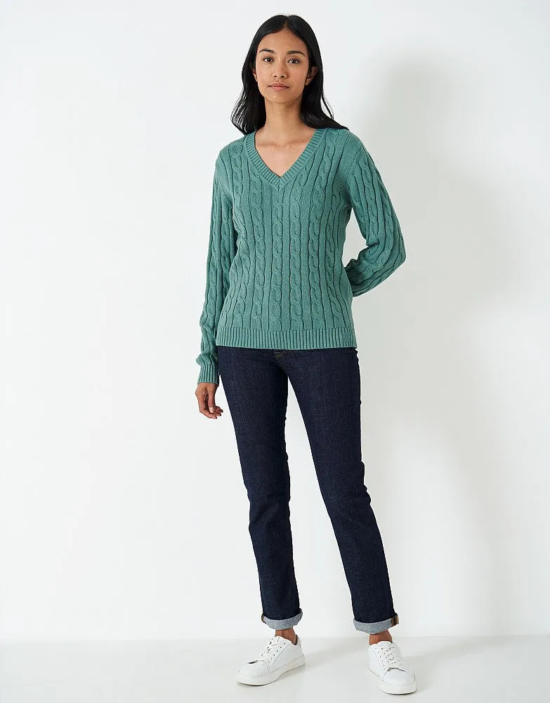 Crew Clothing Chunky Heritage V-Neck Cable Knit Jumper