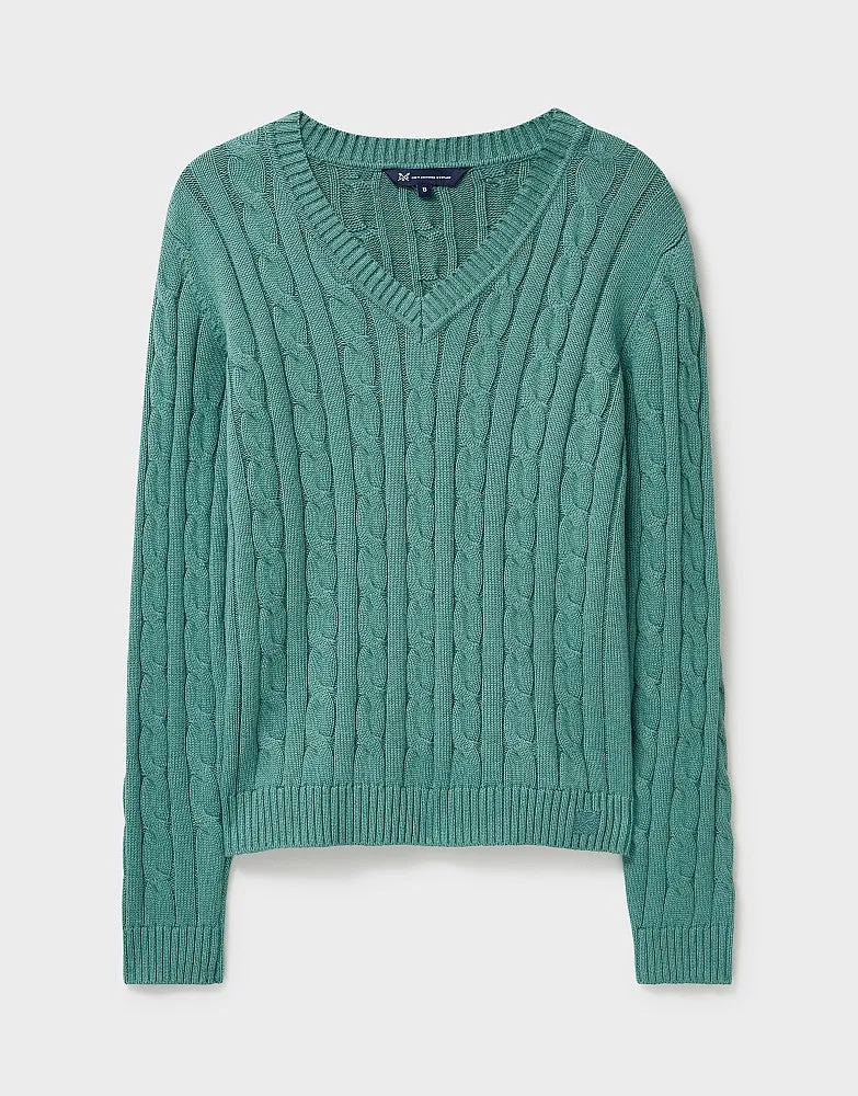 Crew Clothing Chunky Heritage V-Neck Cable Knit Jumper