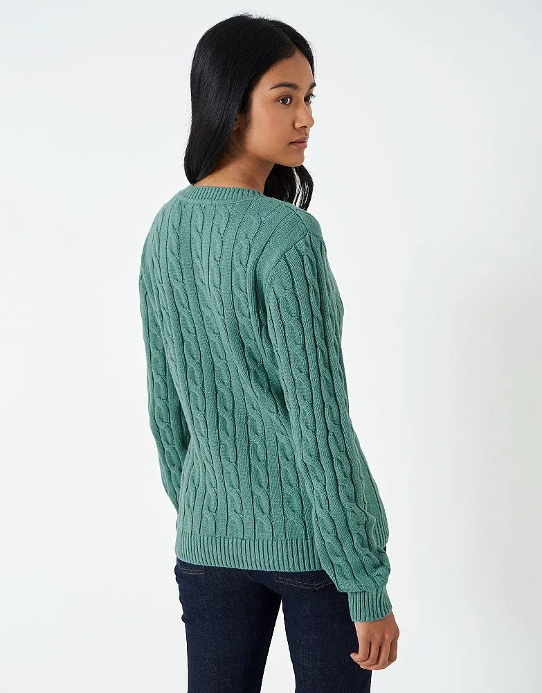 Crew Clothing Chunky Heritage V-Neck Cable Knit Jumper