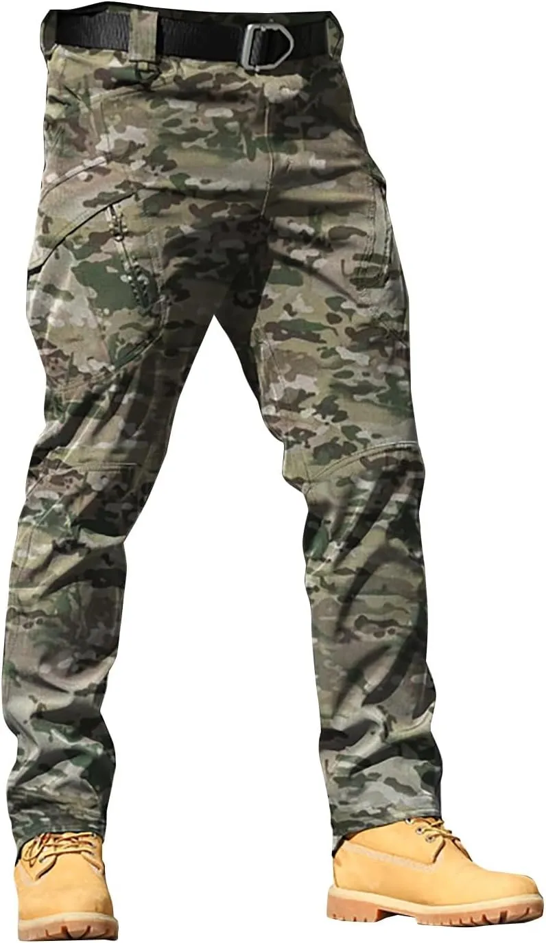 CRNTCEM Mens Camo Cargo Pants Straight Leg Army Combat Military Trousers Cotton Tactical Work Hunting Camouflage Pants