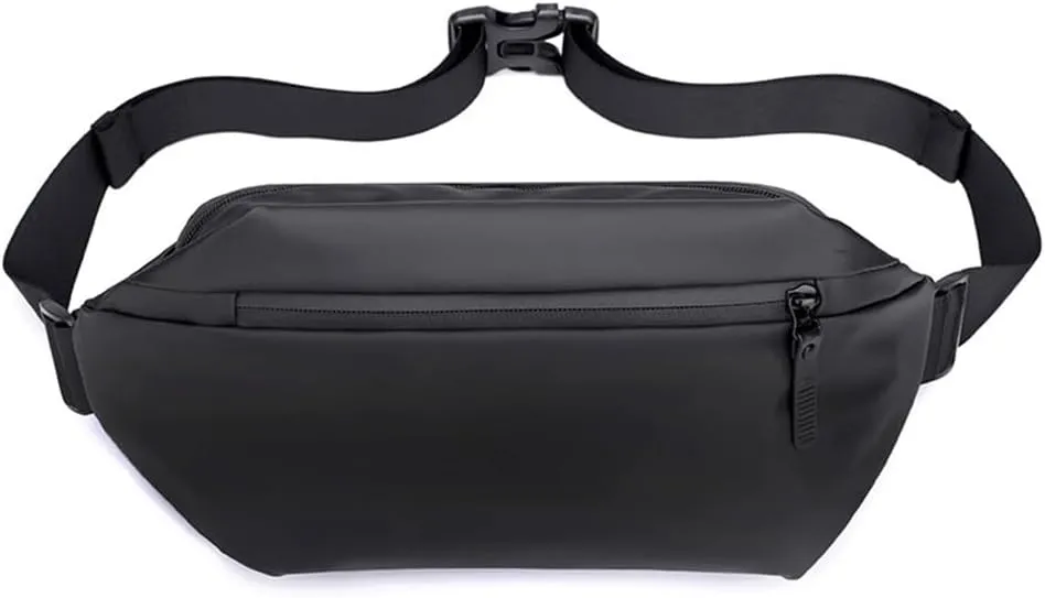 Crossbody bag for men and women, minimalist chest and shoulder bag, waterproof and lightweight travel and leisure bag (black)