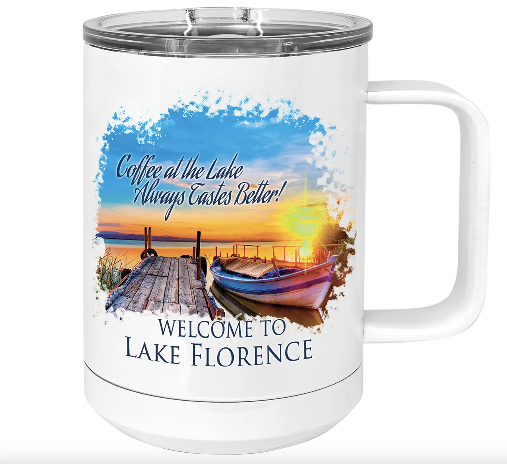 Customizable Polar Camel 15 oz. White Vacuum Insulated Mug with Slider Lid
