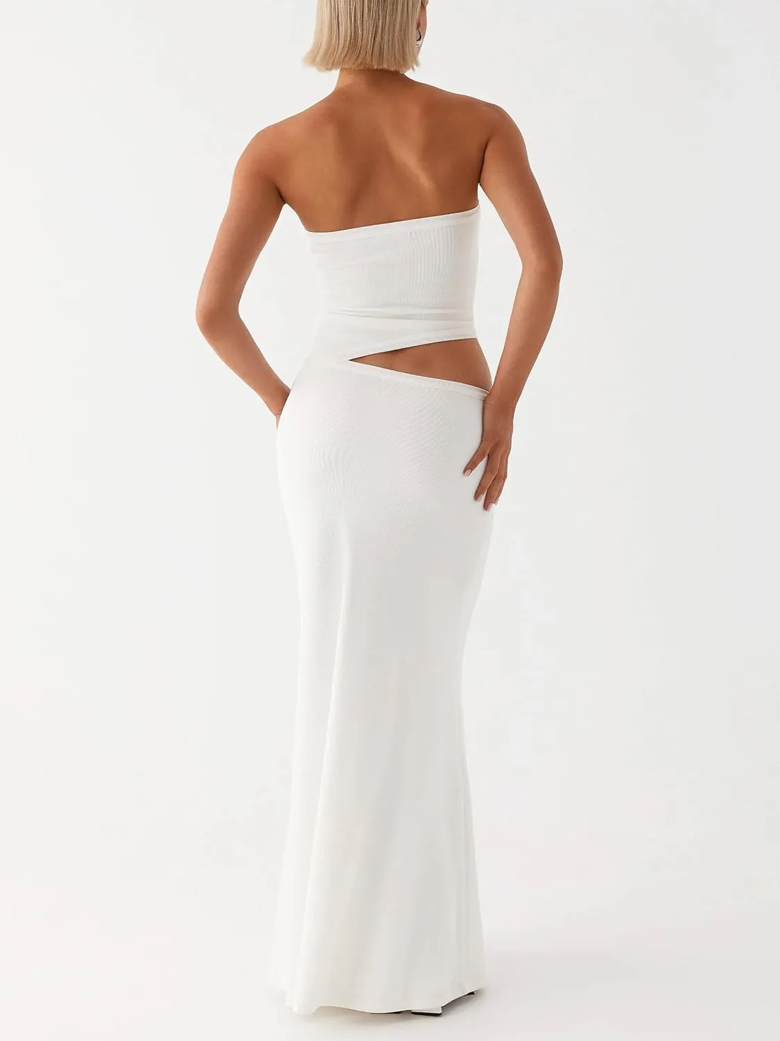 Cut Out Maxi Tube Dresses for Women Sexy Y2k Strapless Backless Bodycon Long Dress Summer Sleeveless Hollow Sundress