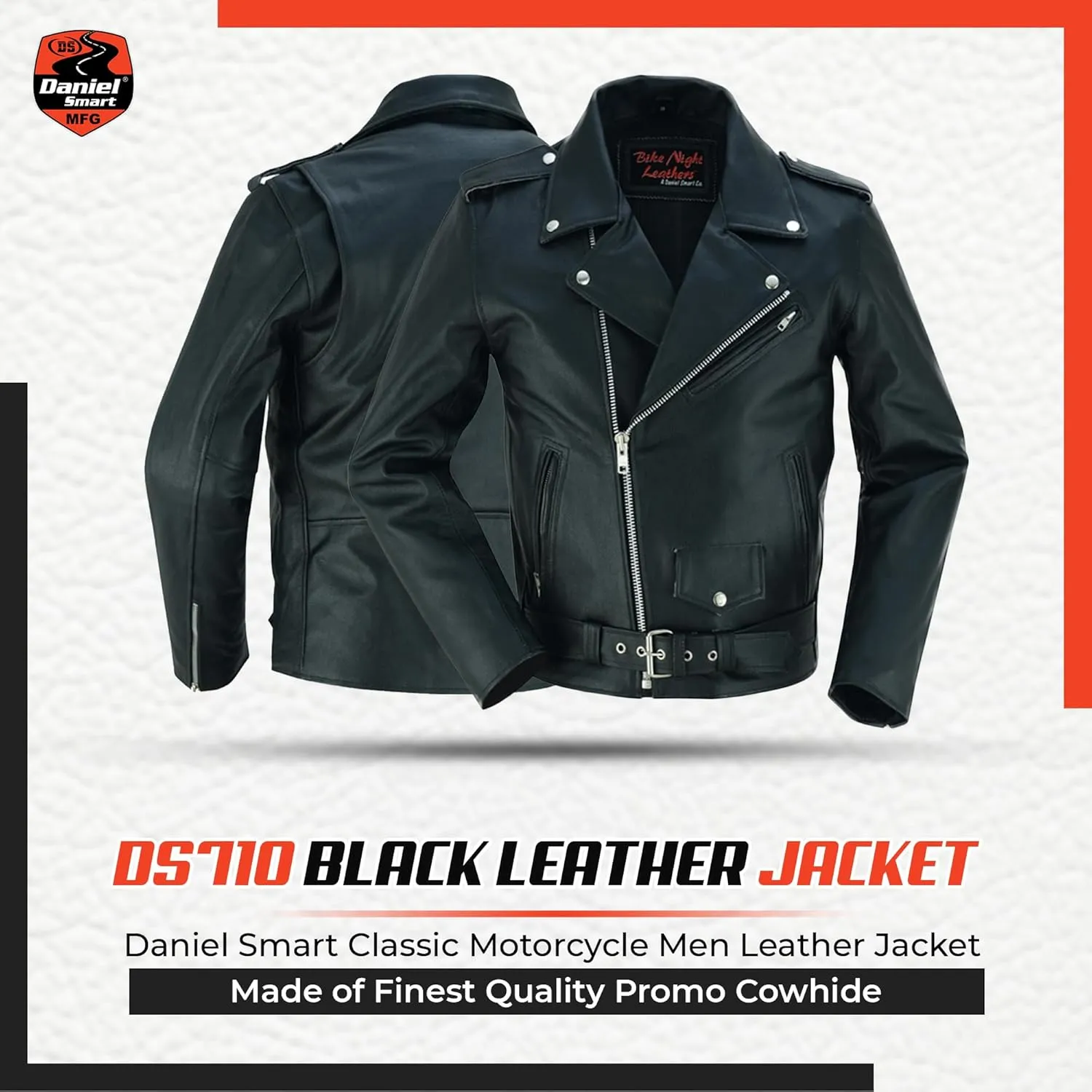 Daniel Smart Men Motorcycle Leather Jacket Black Economy Biker Leather Jacket with Concealment Armory Pocket
