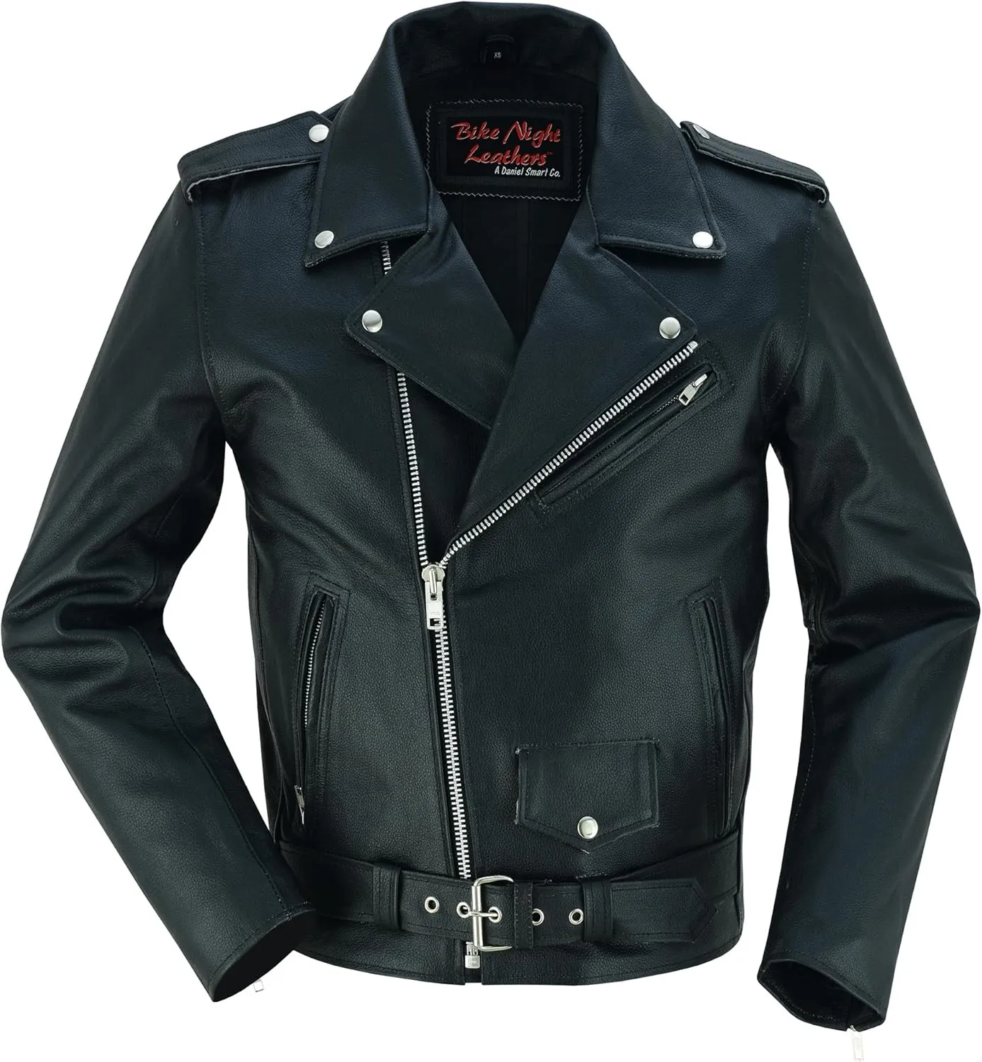 Daniel Smart Men Motorcycle Leather Jacket Black Economy Biker Leather Jacket with Concealment Armory Pocket