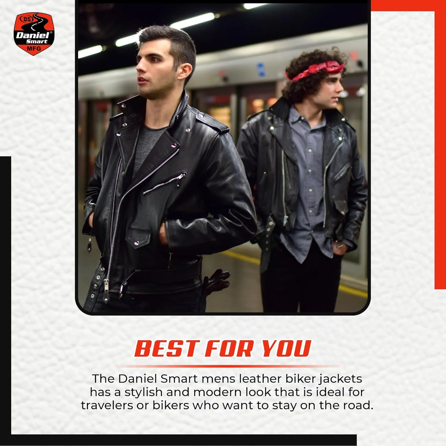 Daniel Smart Men Motorcycle Leather Jacket Black Economy Biker Leather Jacket with Concealment Armory Pocket