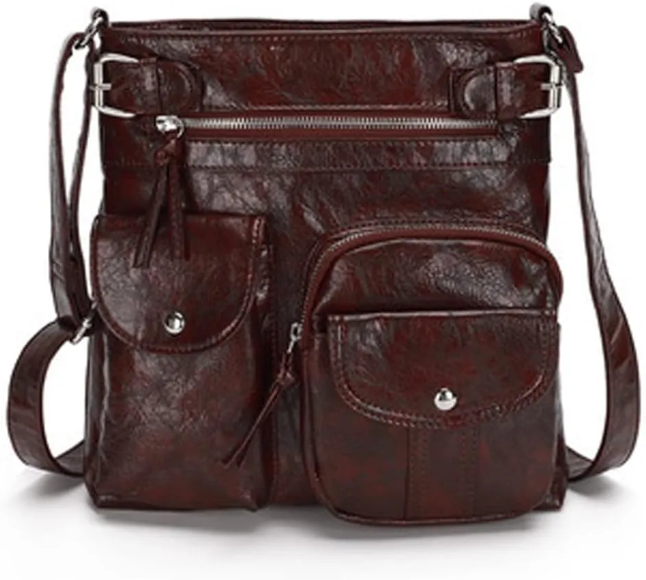 Dayfine Vintage Crossbody Bags Women Messenger Bag Purses Satchel Faux Leather Everyday Purse Zipper Shoulder Bag Handbags