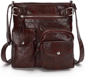 Dayfine Vintage Crossbody Bags Women Messenger Bag Purses Satchel Faux Leather Everyday Purse Zipper Shoulder Bag Handbags
