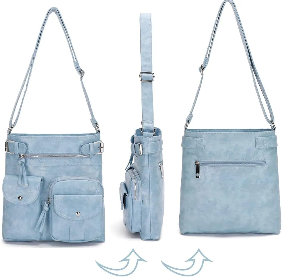 Dayfine Vintage Crossbody Bags Women Messenger Bag Purses Satchel Faux Leather Everyday Purse Zipper Shoulder Bag Handbags
