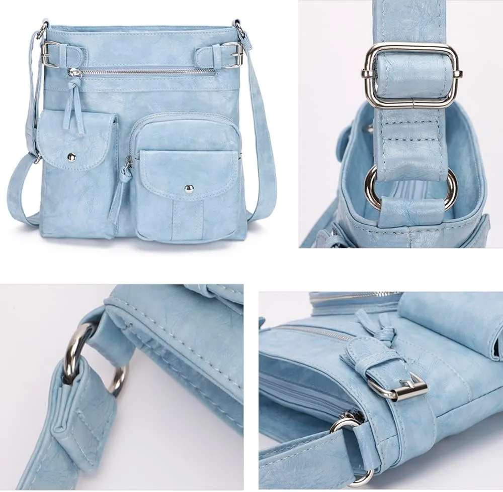 Dayfine Vintage Crossbody Bags Women Messenger Bag Purses Satchel Faux Leather Everyday Purse Zipper Shoulder Bag Handbags
