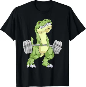 Dinosaur Gym Weightlifting T-Rex Fitness Workout Deadlift T-Shirt