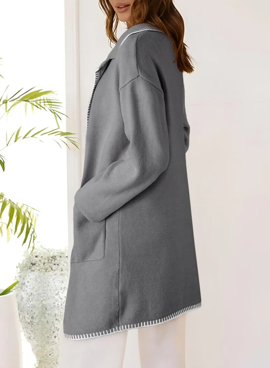 Dokotoo Womens Casual Long Cardigan Sweaters 2024 Winter Coats Fall Jacket Knit Coatigan Outwear with Pockets