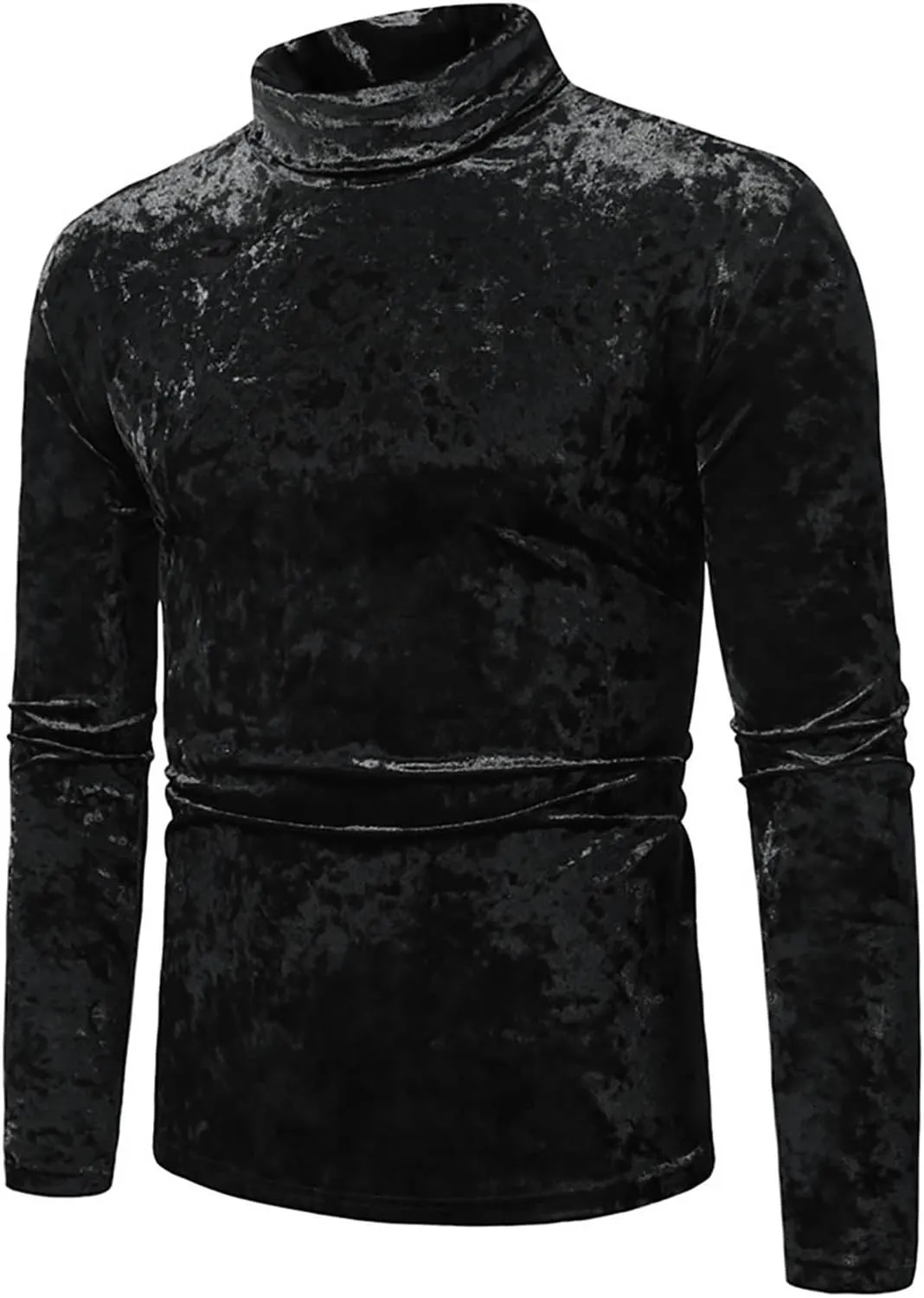 Dress Shirts for Men's Velvet Turtleneck Thermal Shirt Long Sleeve T Shirt Solid Slim Fit Shirt Tops for Wedding Party