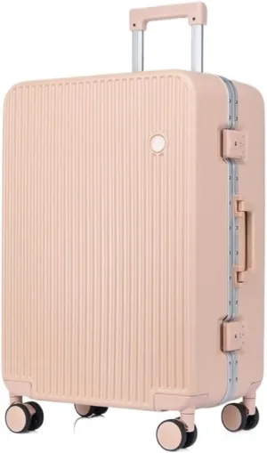 Duffle Bag Aluminum Frame Hard Shell Luggage Suitcase 20 Inch Boarding Case Long And Short Distance Luggage Trolley Case Suitcase Tags(Pink,24in)
