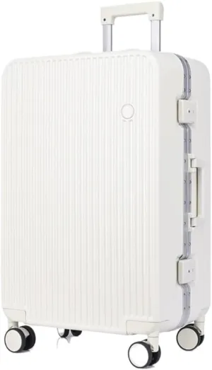 Duffle Bag Aluminum Frame Hard Shell Luggage Suitcase 20 Inch Boarding Case Long And Short Distance Luggage Trolley Case Suitcase Tags(White,20in)