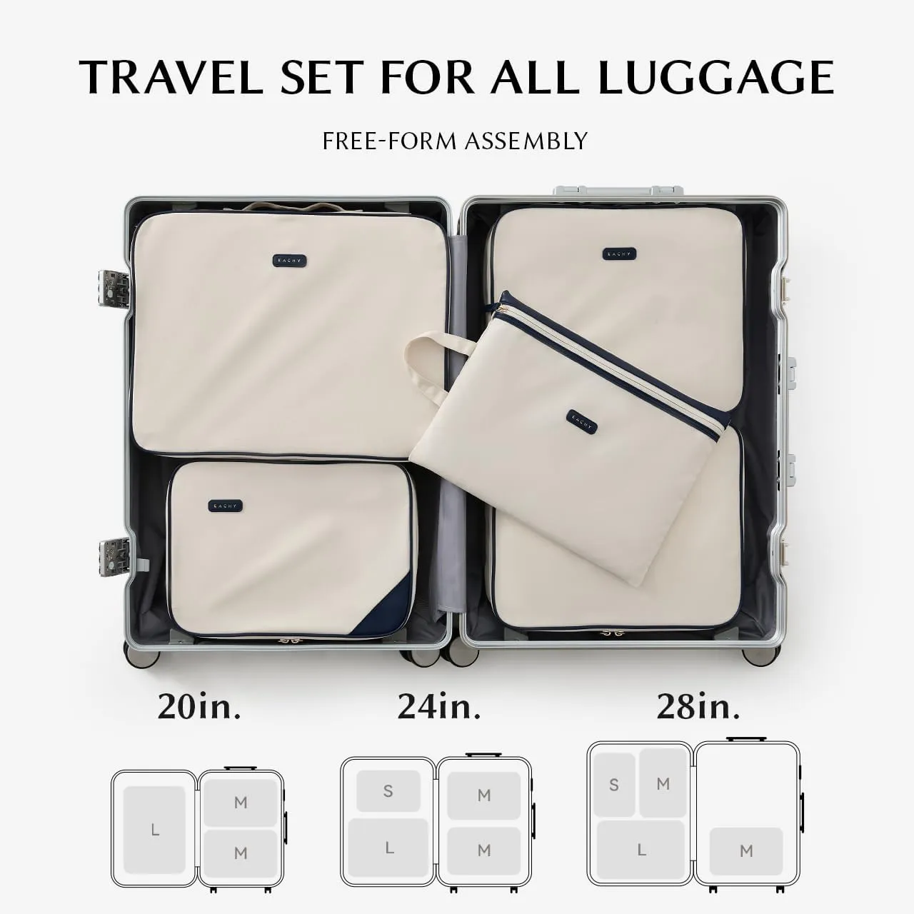 EACHY 5 Set Compression Packing Cubes for Travel, Lightweight Luggage Organizer Bags, Durable Travel Accessories for Suitcase OrganizationBlue