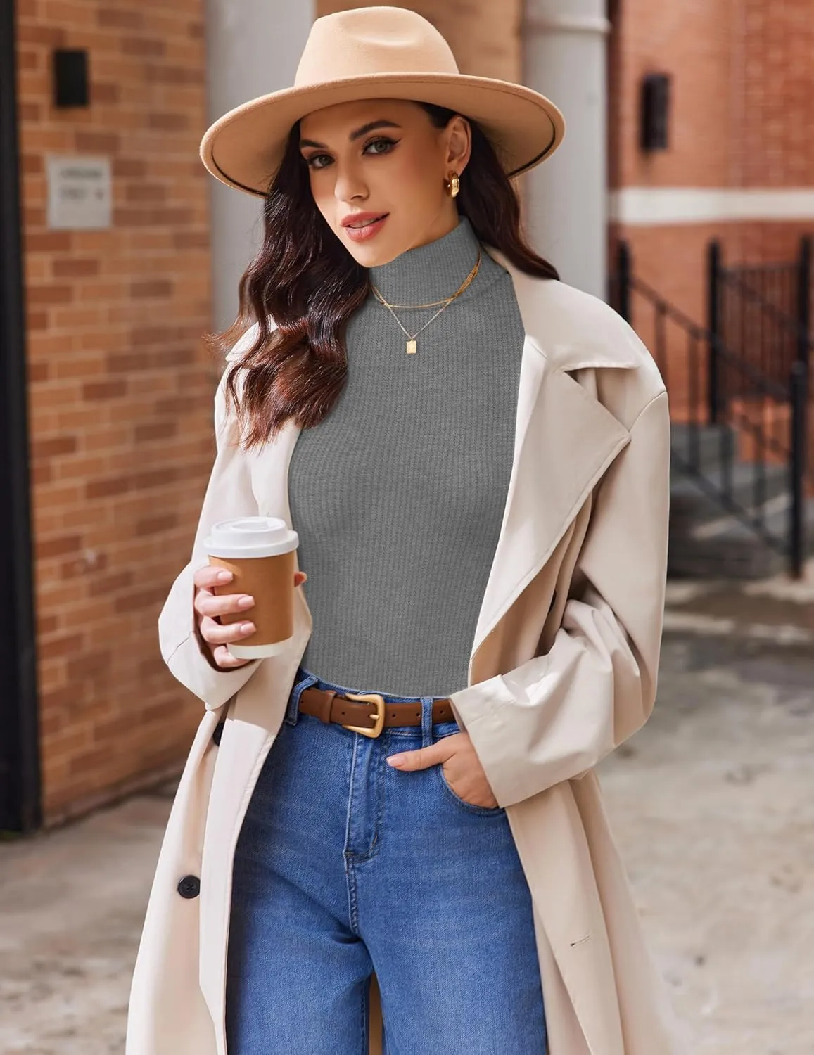 Ekouaer Women 3 Pack Turtleneck Shirts Ribbed Thermal Underwear Tops Lightweight Long Sleeve Layer Tees Basic Pullover Blouse