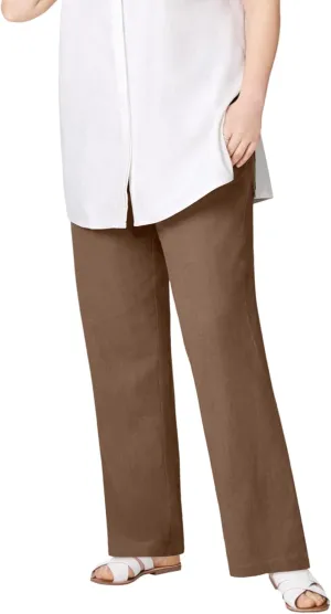 ellos Plus Size Linen-Blend Drawstring Pants