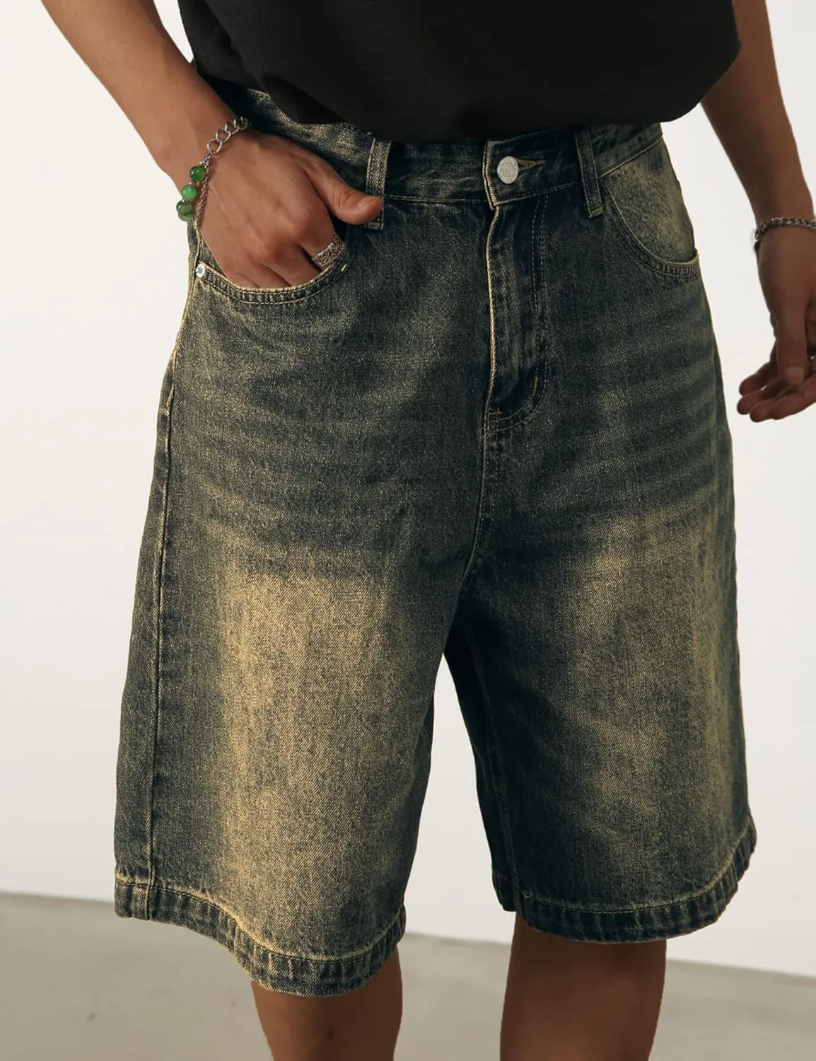 EMMIOL Mens Baggy Jean Shorts Loose Fit Denim Shorts Men Summer Casual Jorts Y2k Hip Hop Short Jeans Streetwear Clothes