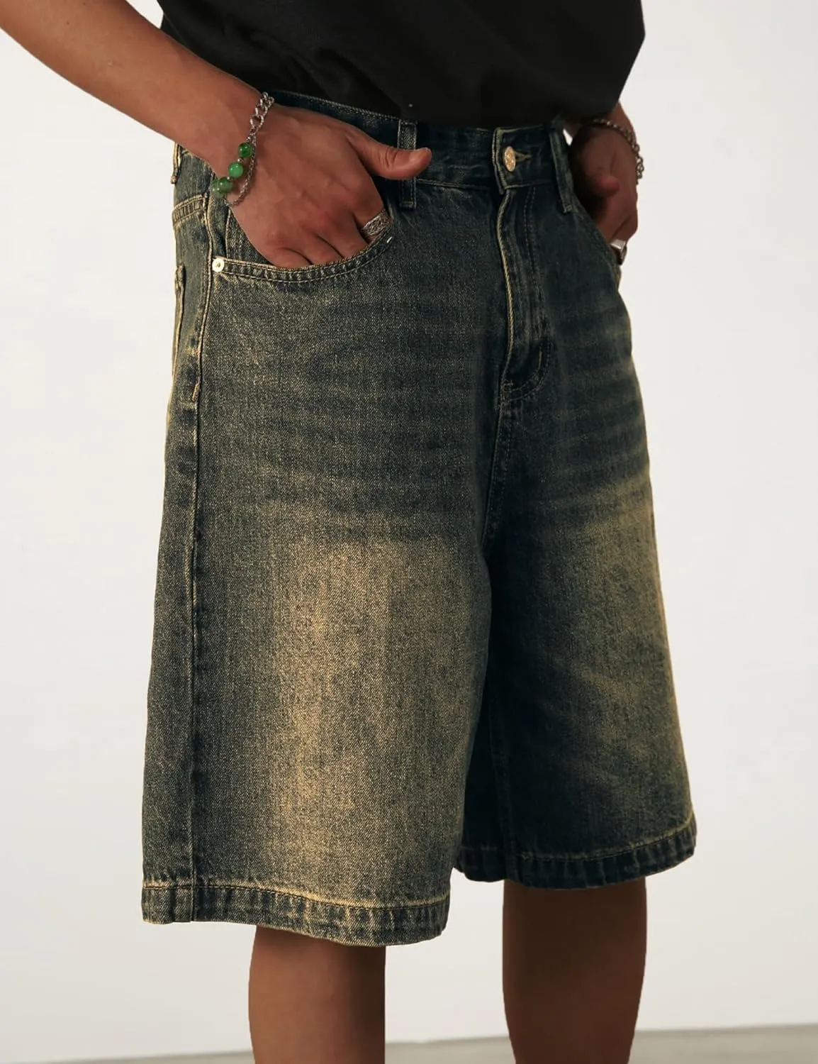 EMMIOL Mens Baggy Jean Shorts Loose Fit Denim Shorts Men Summer Casual Jorts Y2k Hip Hop Short Jeans Streetwear Clothes