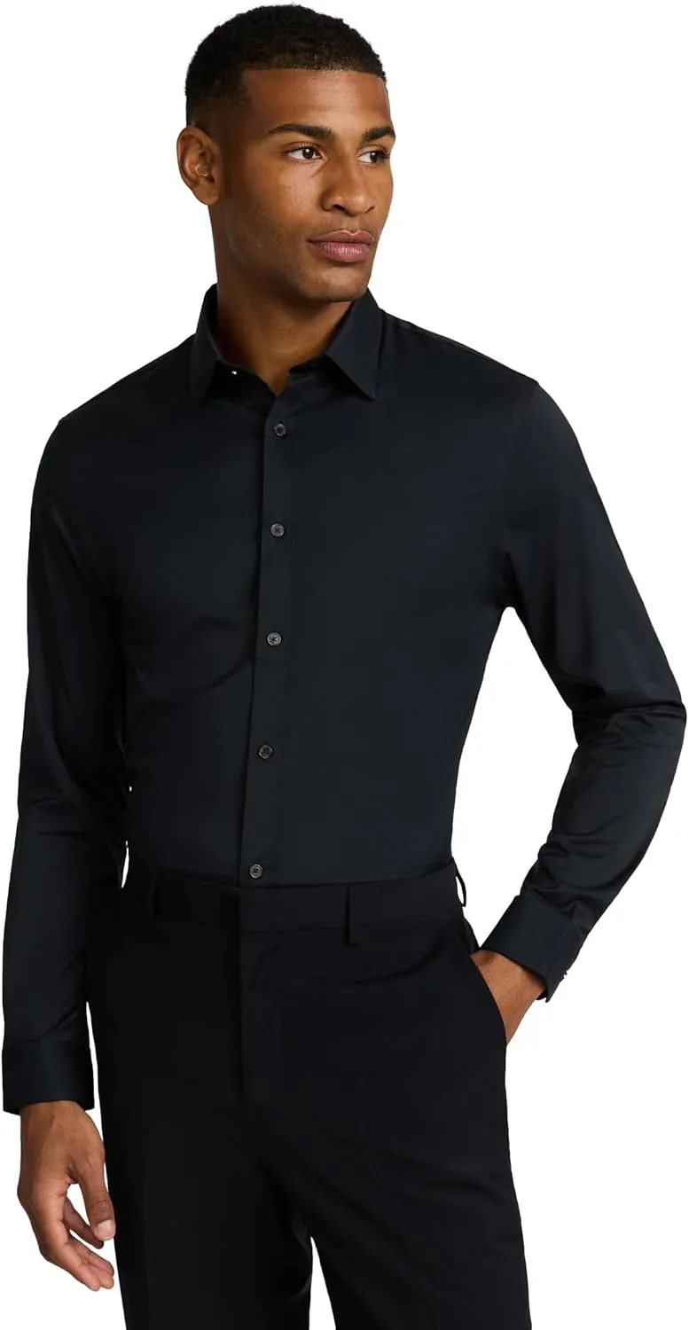 EXPRESS Mens Long Sleeve Slim Performance Solid Button UP Shirt