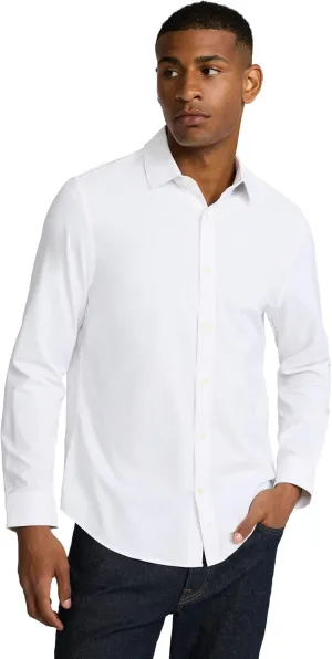 EXPRESS Mens Long Sleeve Slim Performance Solid Button UP Shirt