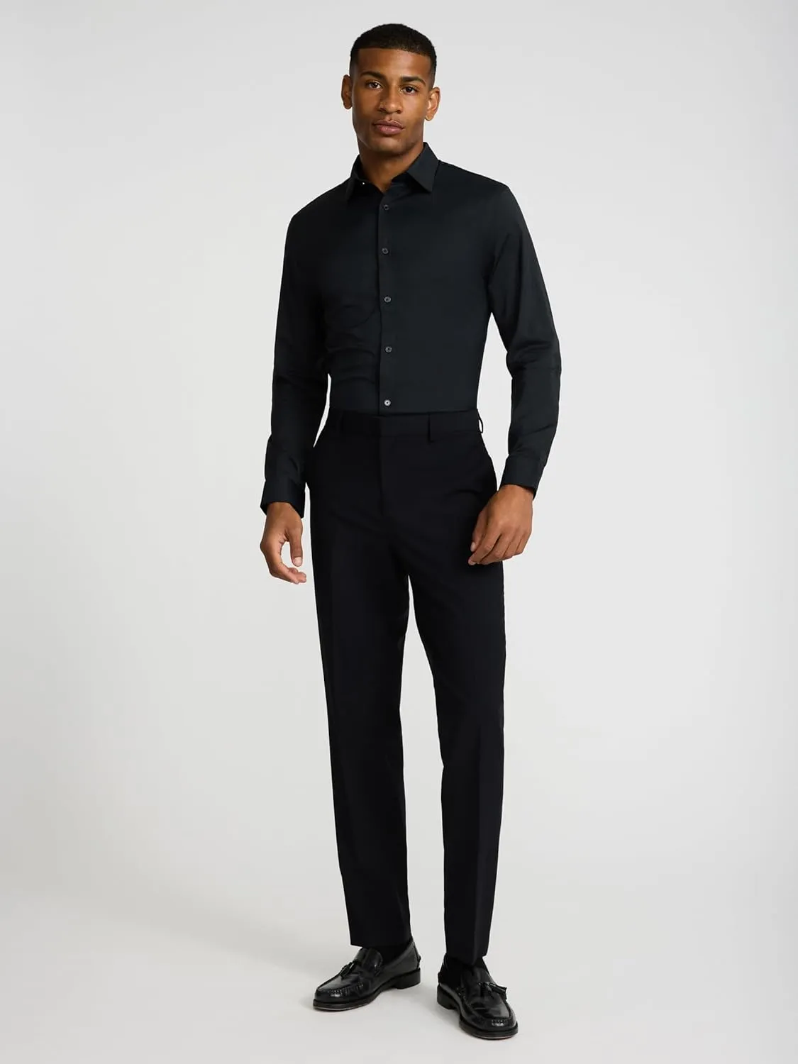 EXPRESS Mens Long Sleeve Slim Performance Solid Button UP Shirt