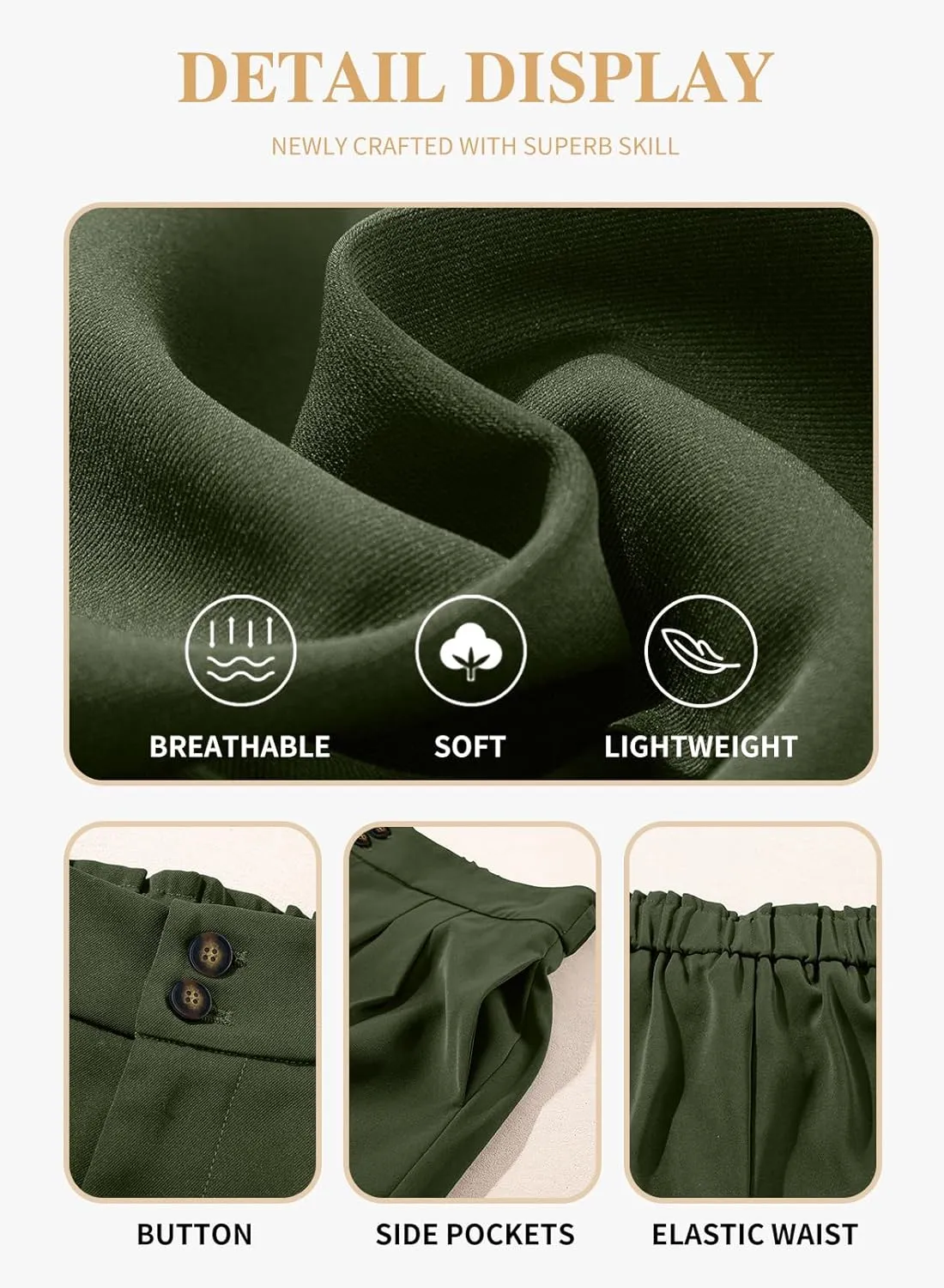 Eytino Womens Plus Size Shorts Casual Elastic Waist Wide Leg Suit Tailored Shorts Summer Dressy Shorts with Pockets(1X-5X)