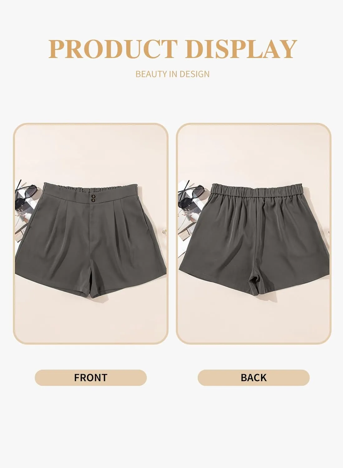Eytino Womens Plus Size Shorts Casual Elastic Waist Wide Leg Suit Tailored Shorts Summer Dressy Shorts with Pockets(1X-5X)