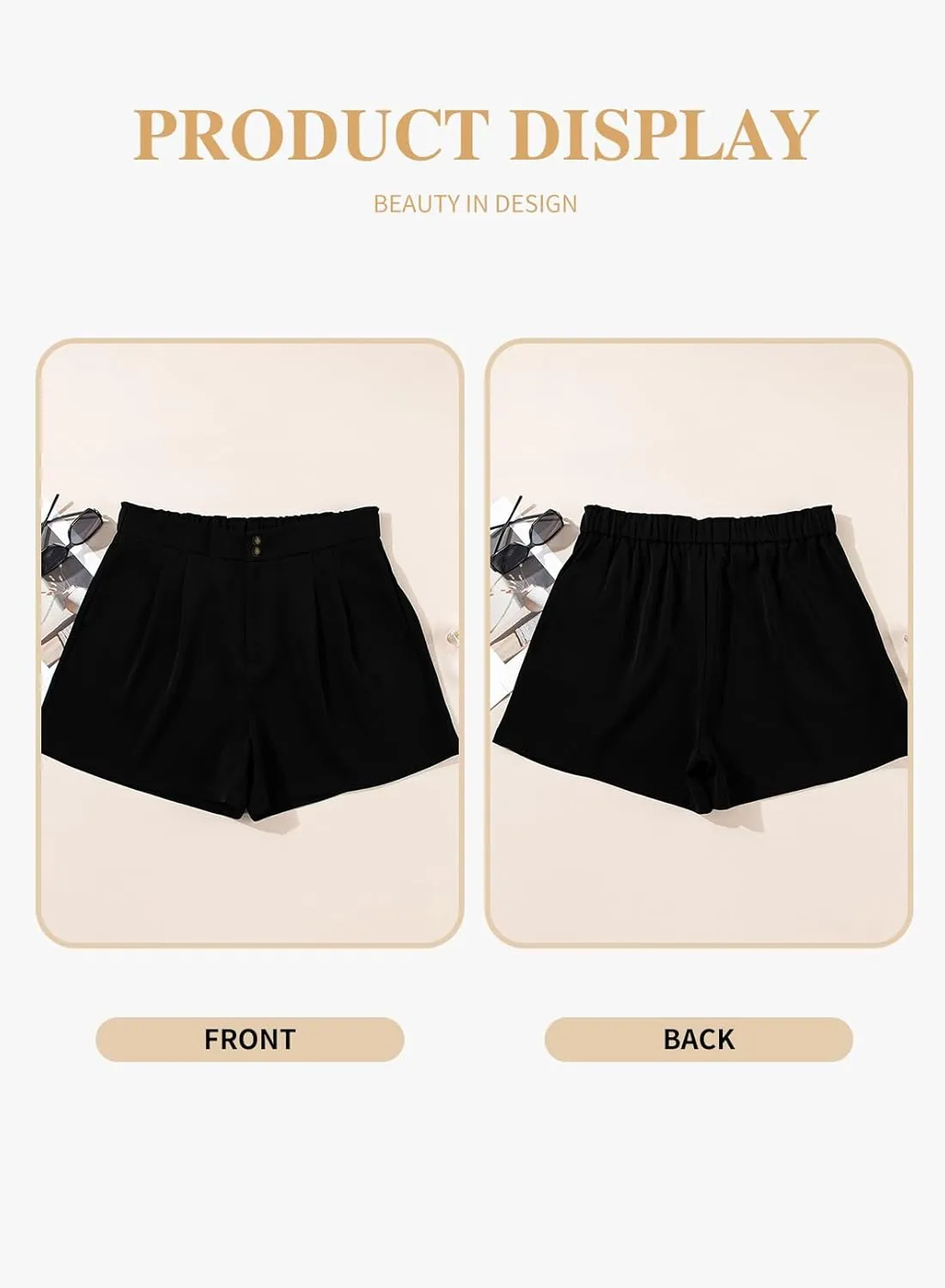 Eytino Womens Plus Size Shorts Casual Elastic Waist Wide Leg Suit Tailored Shorts Summer Dressy Shorts with Pockets(1X-5X)