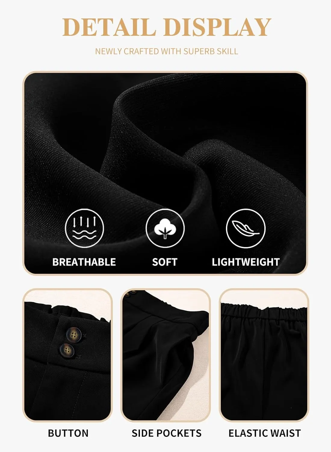 Eytino Womens Plus Size Shorts Casual Elastic Waist Wide Leg Suit Tailored Shorts Summer Dressy Shorts with Pockets(1X-5X)