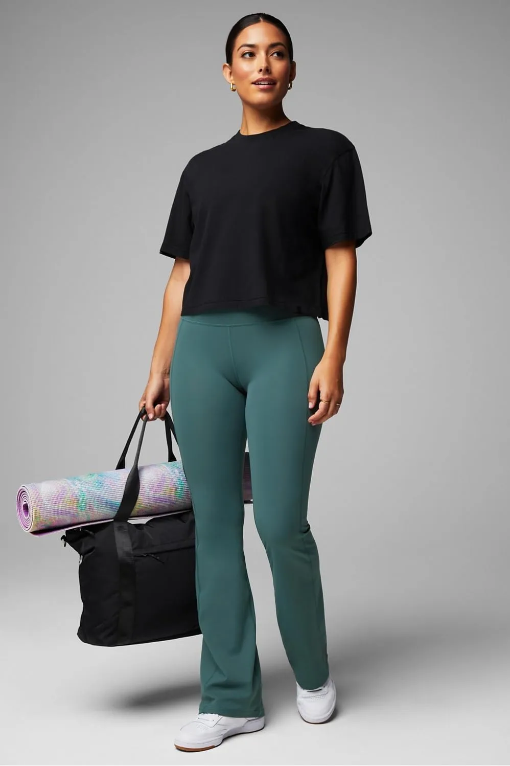 Fabletics Women's Oasis Pureluxe High-Waisted Kick Flare, Light Compression, Buttery Soft