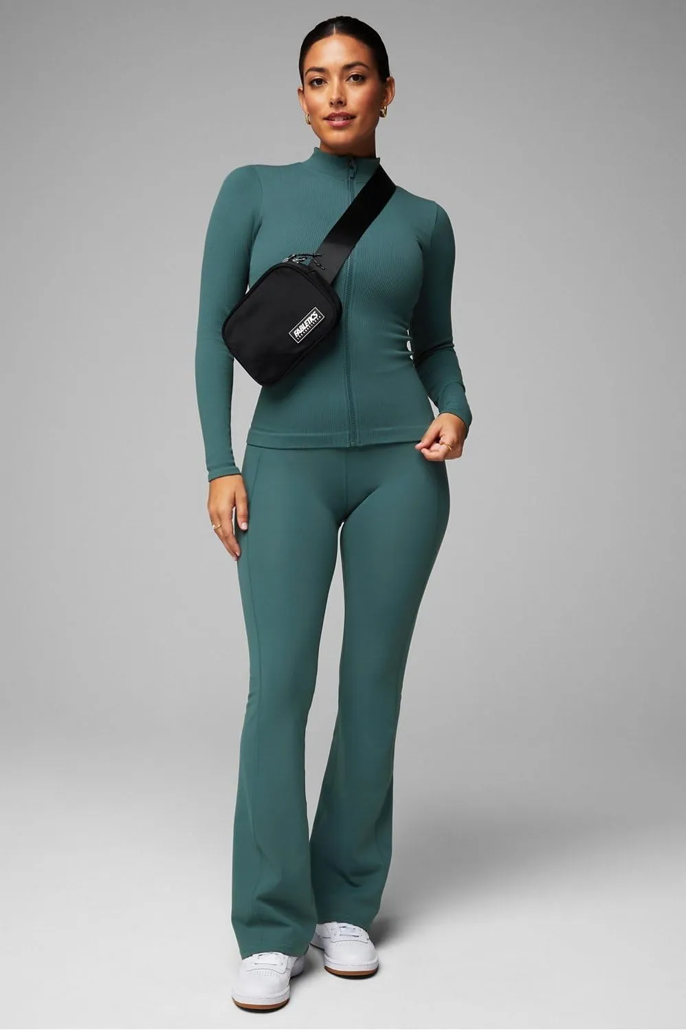 Fabletics Women's Oasis Pureluxe High-Waisted Kick Flare, Light Compression, Buttery Soft