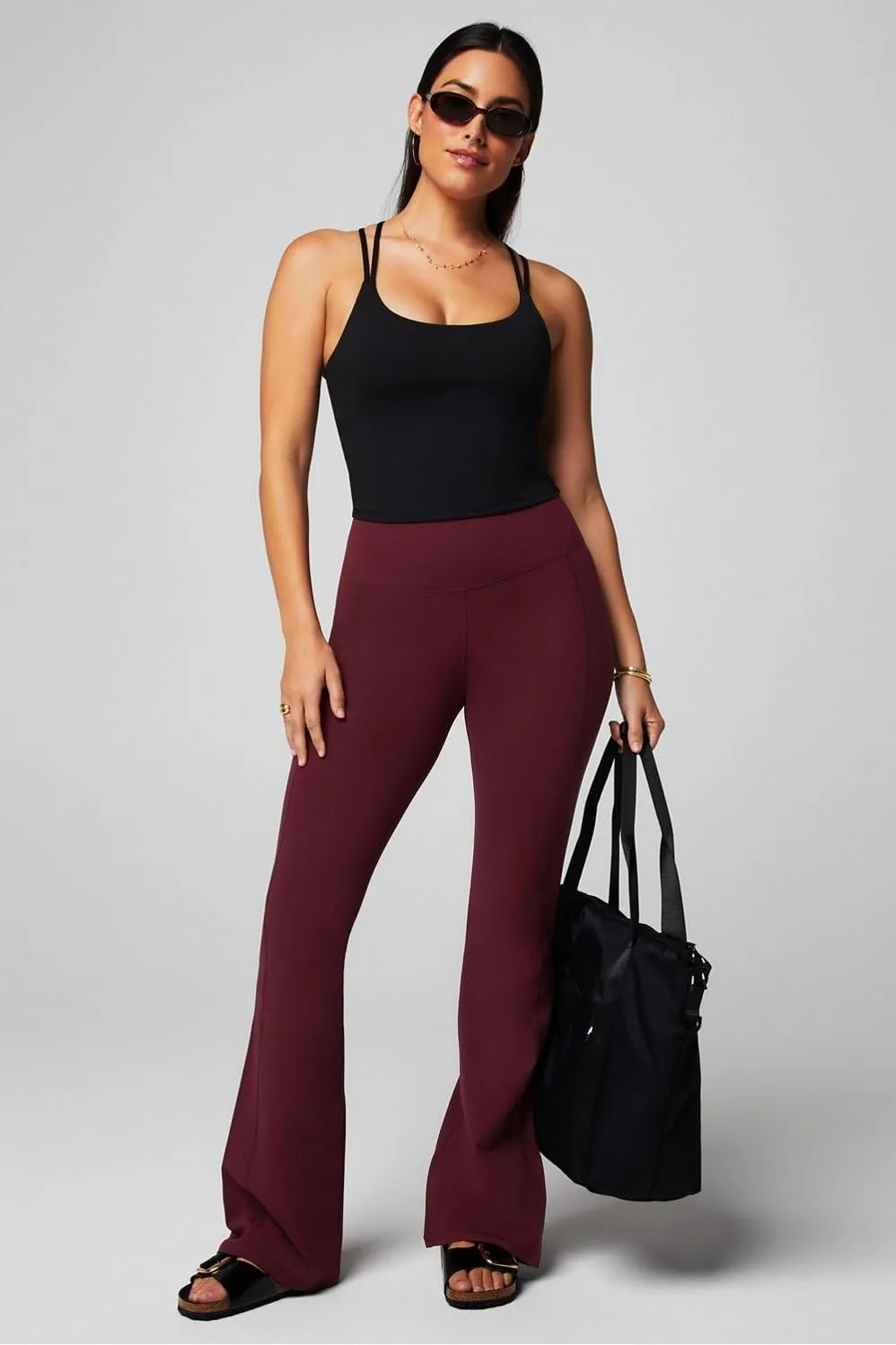 Fabletics Women's Oasis Pureluxe High-Waisted Kick Flare, Light Compression, Buttery Soft