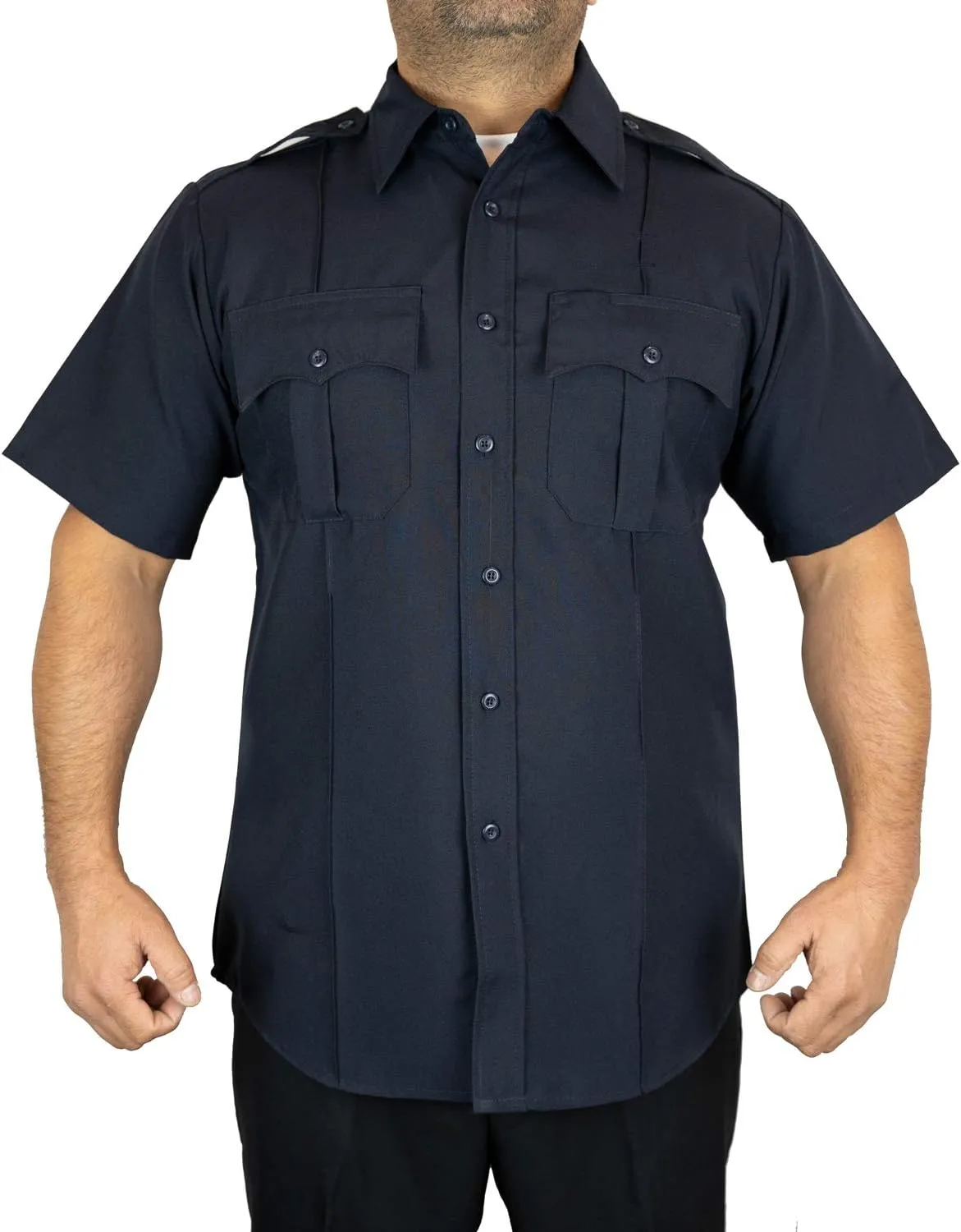First Class 100% Polyester Short Sleeve Men's Uniform Shirt White
