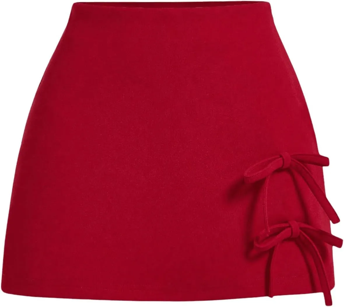 Floerns Women's Solid Bowknot Front High Waist Skorts Zipper Side Wide Leg Party Shorts