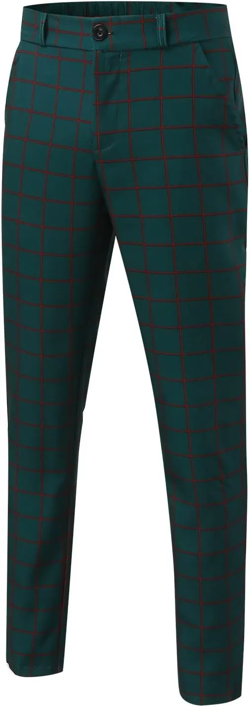 Formal Chinos Pants for Men's,Zipper Button Expandable Waist Stretch Dress Pants Slim Fit Skinny Suit Trousers