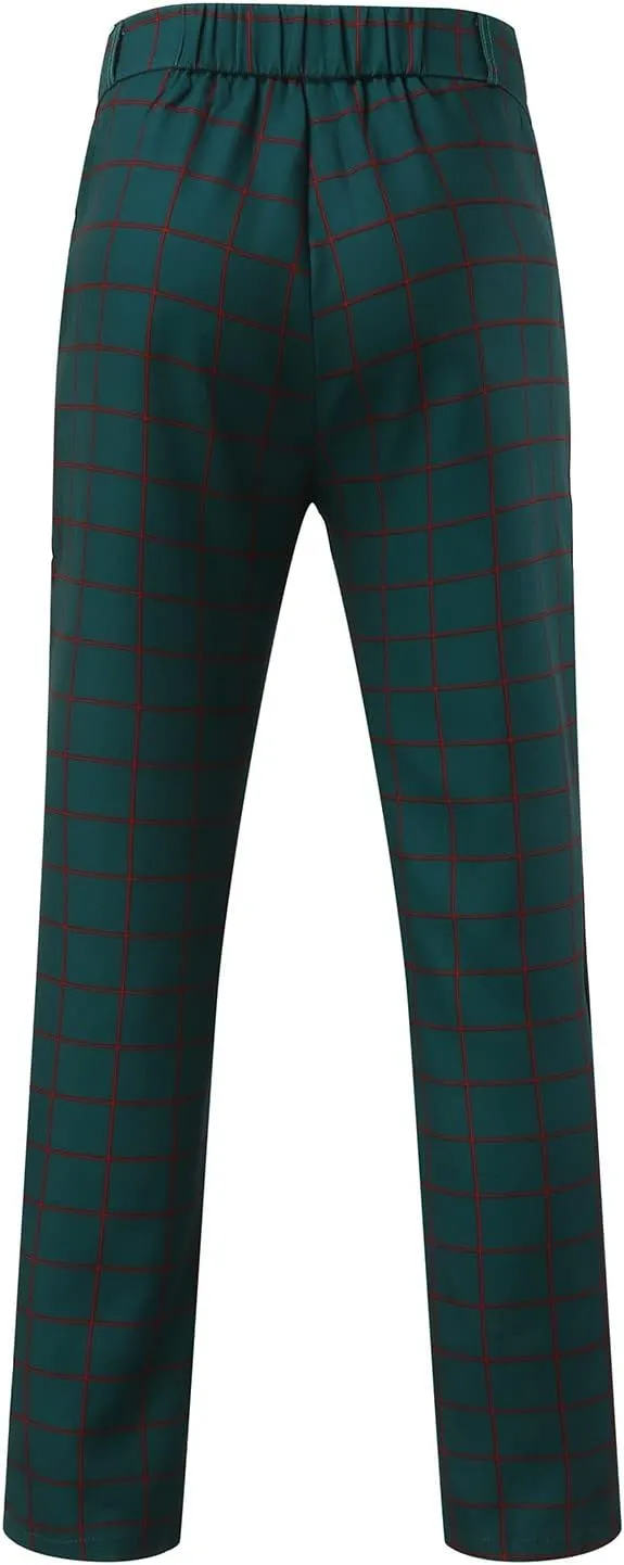 Formal Chinos Pants for Men's,Zipper Button Expandable Waist Stretch Dress Pants Slim Fit Skinny Suit Trousers